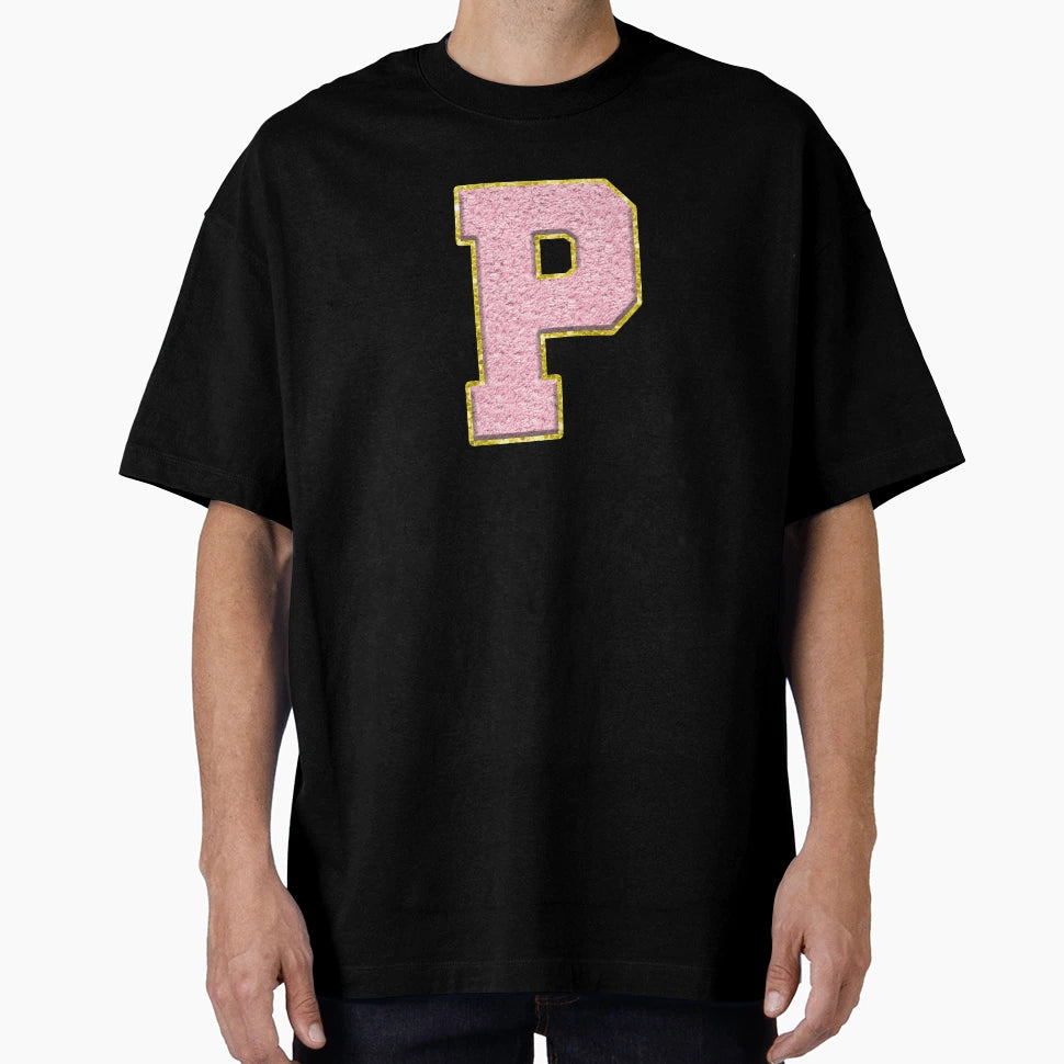 P Preppy Varsity Letter Patch T-Shirt - Fun Novelty Design for Adults - T-Shirt, Sweatshirt, Hoodie