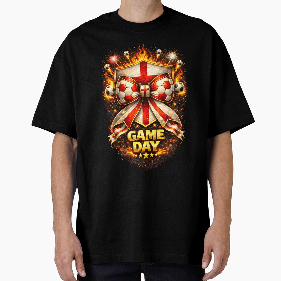 England Soccer Bow Game Day Flaming T-Shirt - Streetwear Style Men Women - T-Shirt, Sweatshirt, Hoodie