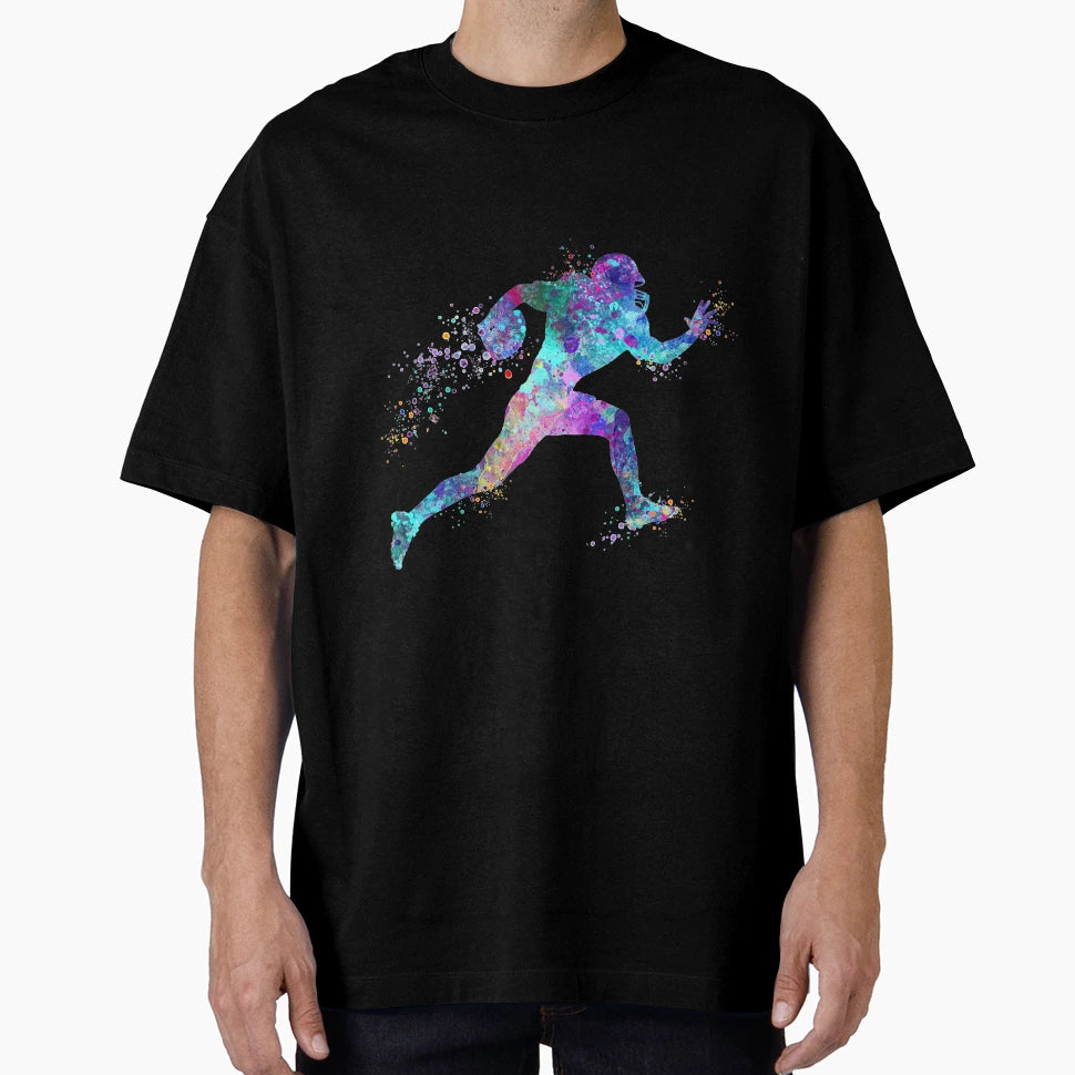 American Football Player Watercolor T-Shirt - Novelty Apparel for Adults - T-Shirt, Sweatshirt, Hoodie