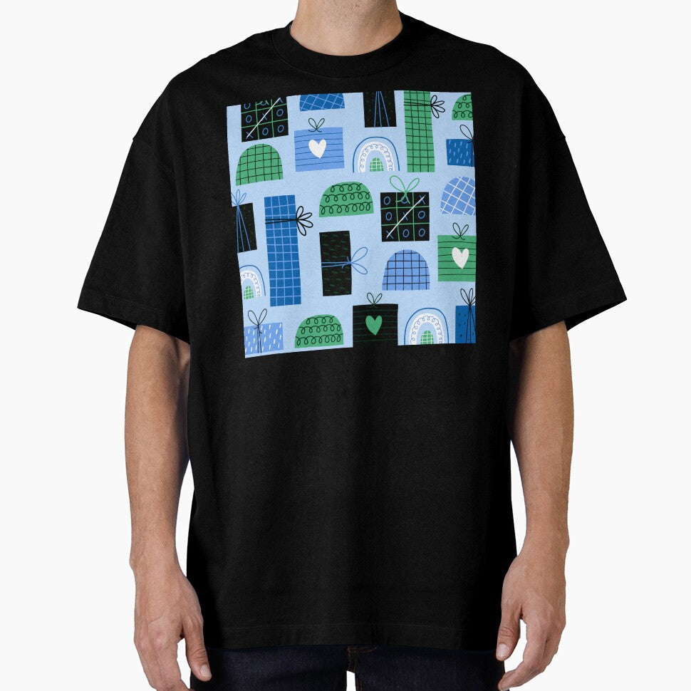 Holiday Gift Boxes Pattern In Blue And Green by DEC02 - Adult & Kids T-Shirts, Sweatshirts & Hoodies apparel design preview 1