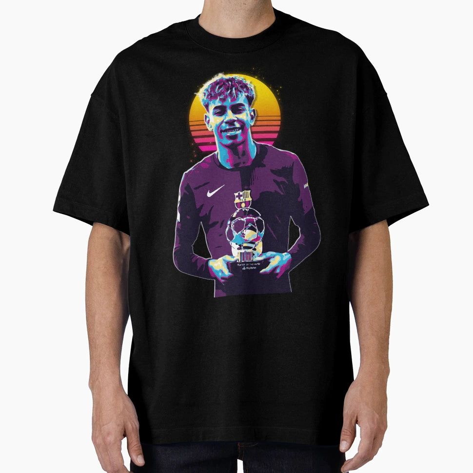 Lamine Yamal Holding Trophy T-Shirt - Custom Art Print Men Women - T-Shirt, Sweatshirt, Hoodie