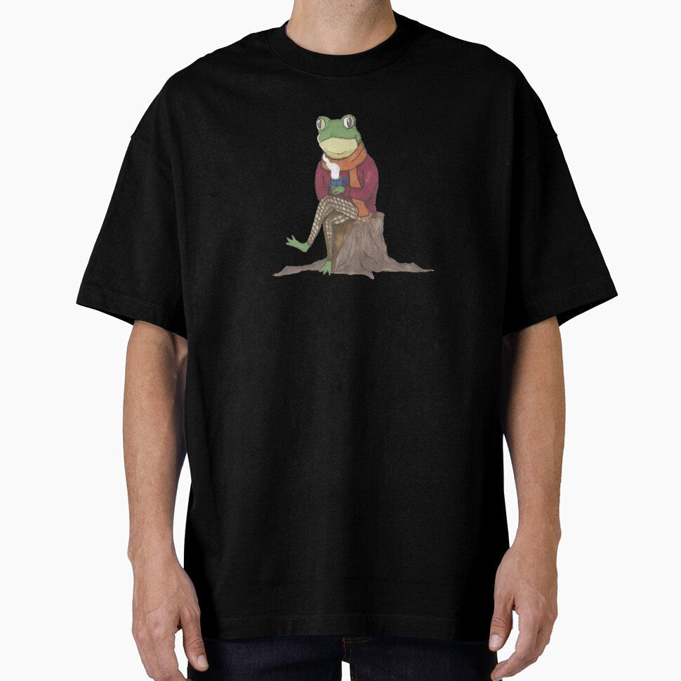 Cozy Frog with Hot Cocoa Fall Aesthetic Animal Art - Adult & Kids T-Shirts, Sweatshirts & Hoodies apparel design preview 1