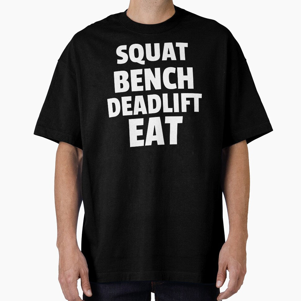 Squat, Bench, Deadlift, Eat by GymMotivation - Adult & Kids T-Shirts, Sweatshirts & Hoodies apparel design preview 1