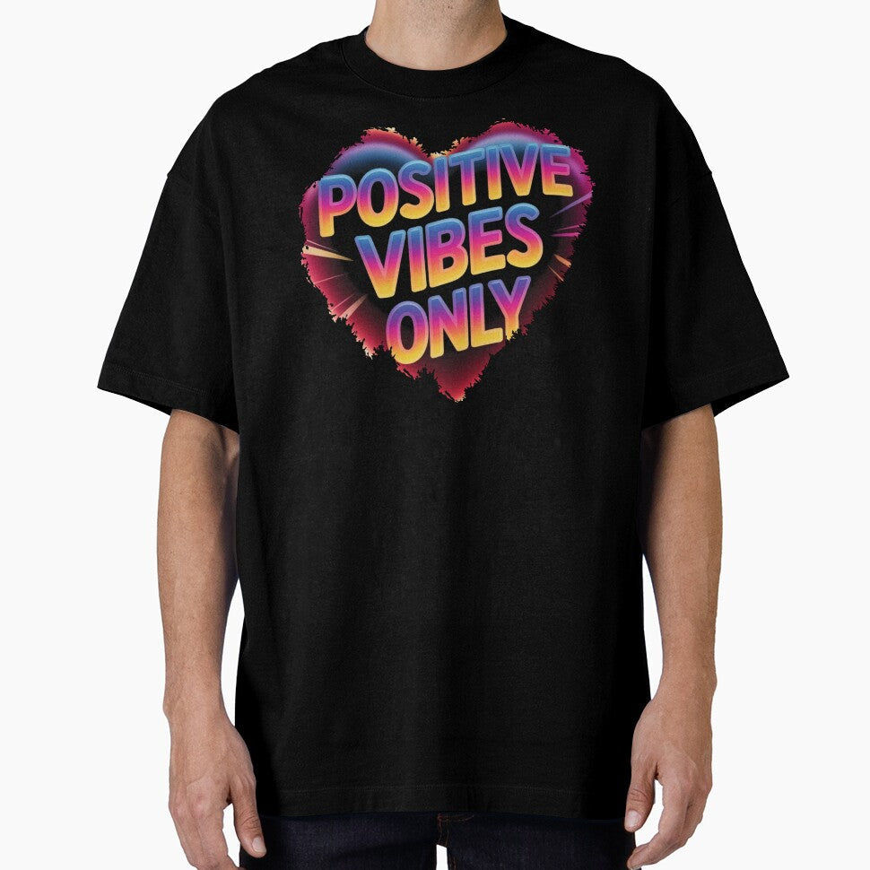 Positive Vibes Only Colorful Heart Typography - Adult & Kids T-Shirts, Sweatshirts & Hoodies apparel design preview 1
