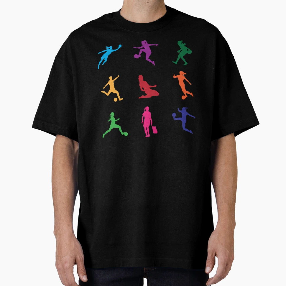 Female Soccer Players Patterns T-Shirt - Novelty Apparel Unisex - T-Shirt, Sweatshirt, Hoodie