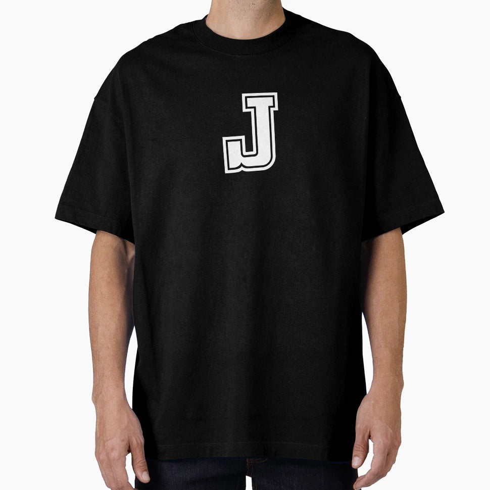 Letter J Initial J Varsity White T-Shirt - Custom Art Print Men Women - T-Shirt, Sweatshirt, Hoodie