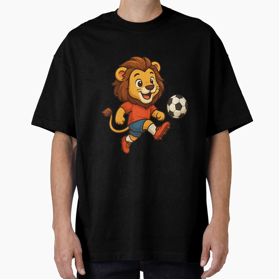 Lion Footballer Football Ball T-Shirt - Novelty Apparel Unisex - T-Shirt, Sweatshirt, Hoodie