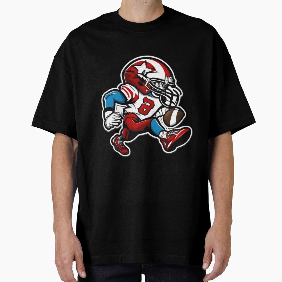 Cartoon Character Playing Football T-Shirt - Casual Everyday Wear Men Women - T-Shirt, Sweatshirt, Hoodie