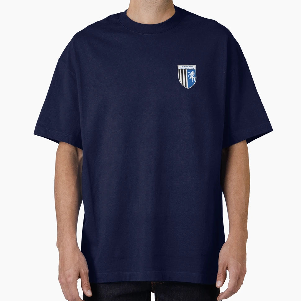 Gillingham Fc Logo Stripes T-Shirt - Fun Novelty Design for Adults - T-Shirt, Sweatshirt, Hoodie