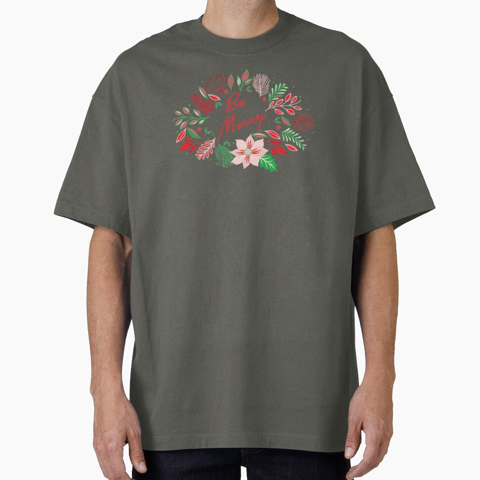 Be Merry Holiday Florals by SharksOnShore - Adult & Kids T-Shirts, Sweatshirts & Hoodies apparel design preview 1