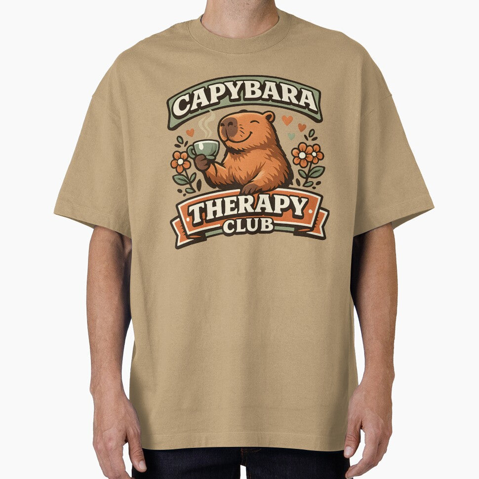 Capybara Therapy Club Cute Mental Wellness Vintage - Adult & Kids T-Shirts, Sweatshirts & Hoodies apparel design preview 1