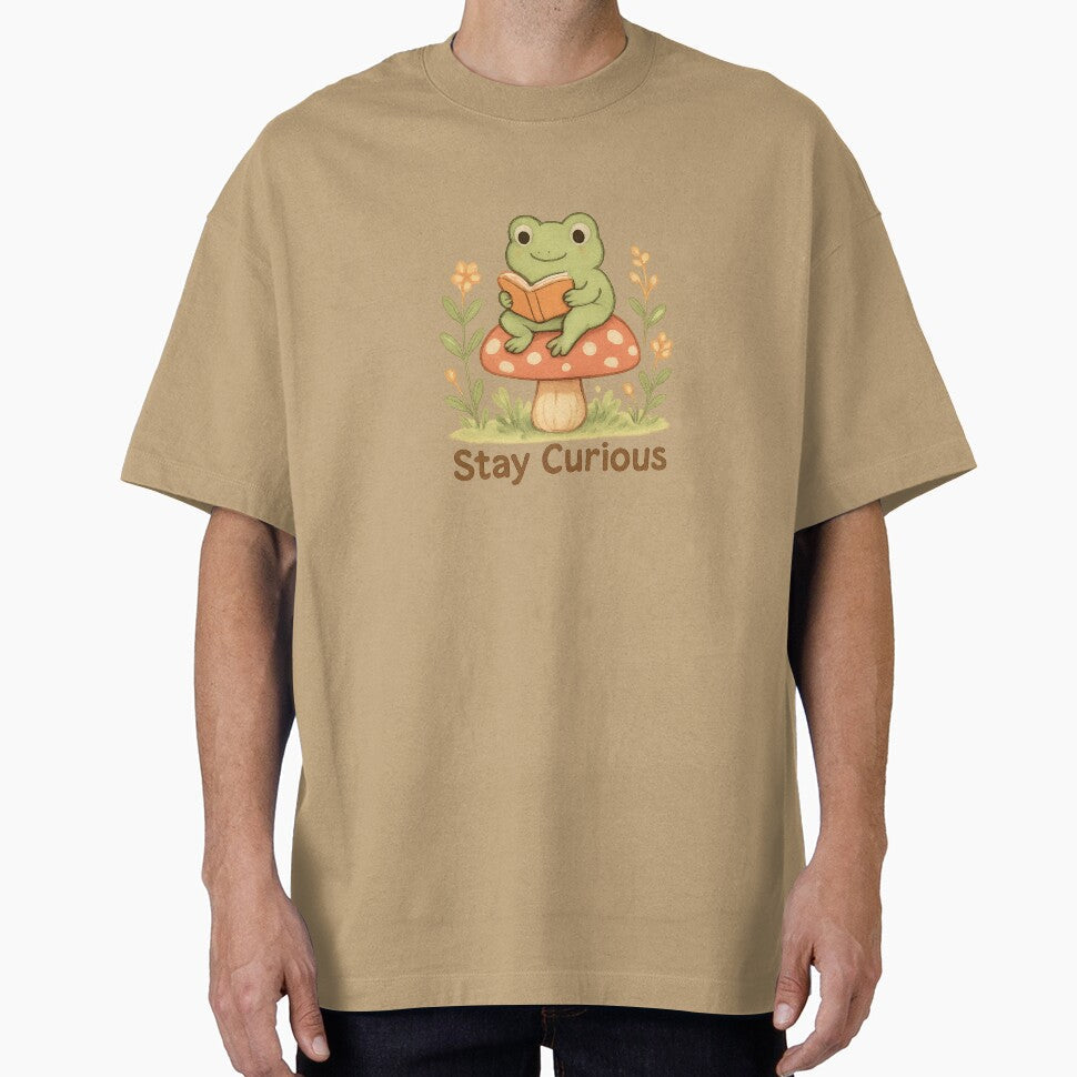 Cute Frog Reading Book Stay Curious by Snacky Paws - Adult & Kids T-Shirts, Sweatshirts & Hoodies apparel design preview 1
