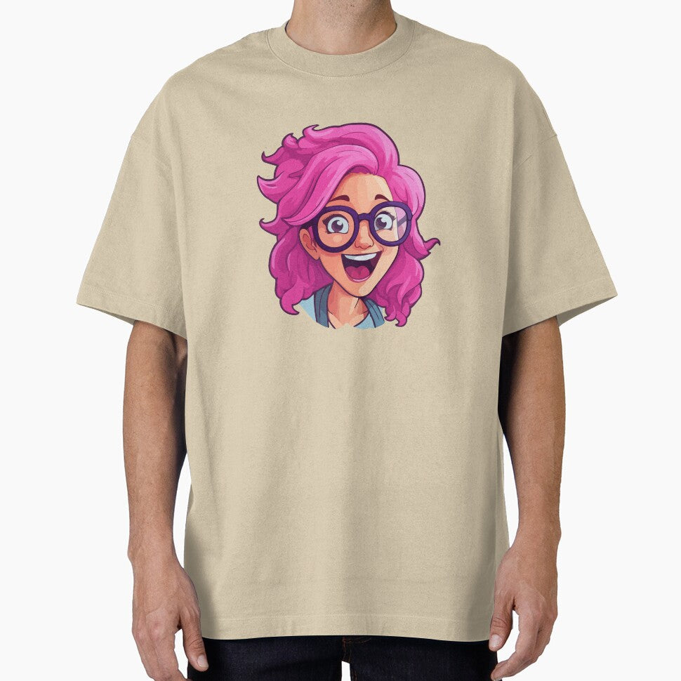 Nerd Girl Face Emoji: Tech-Savvy Chic by Artwyz - Adult & Kids T-Shirts, Sweatshirts & Hoodies apparel design preview 1