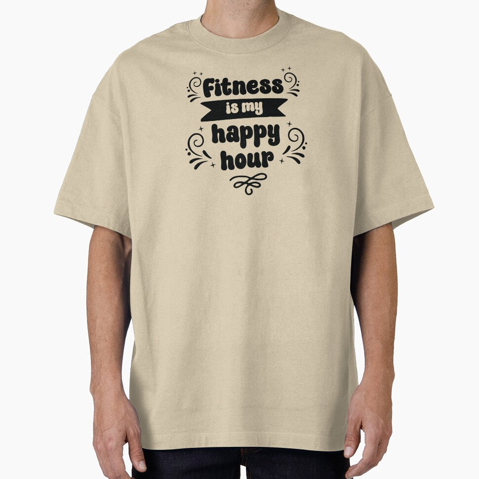 Fitness is My Happy Hour Black Text by inspiredalike - Adult & Kids T-Shirts, Sweatshirts & Hoodies apparel design preview 1
