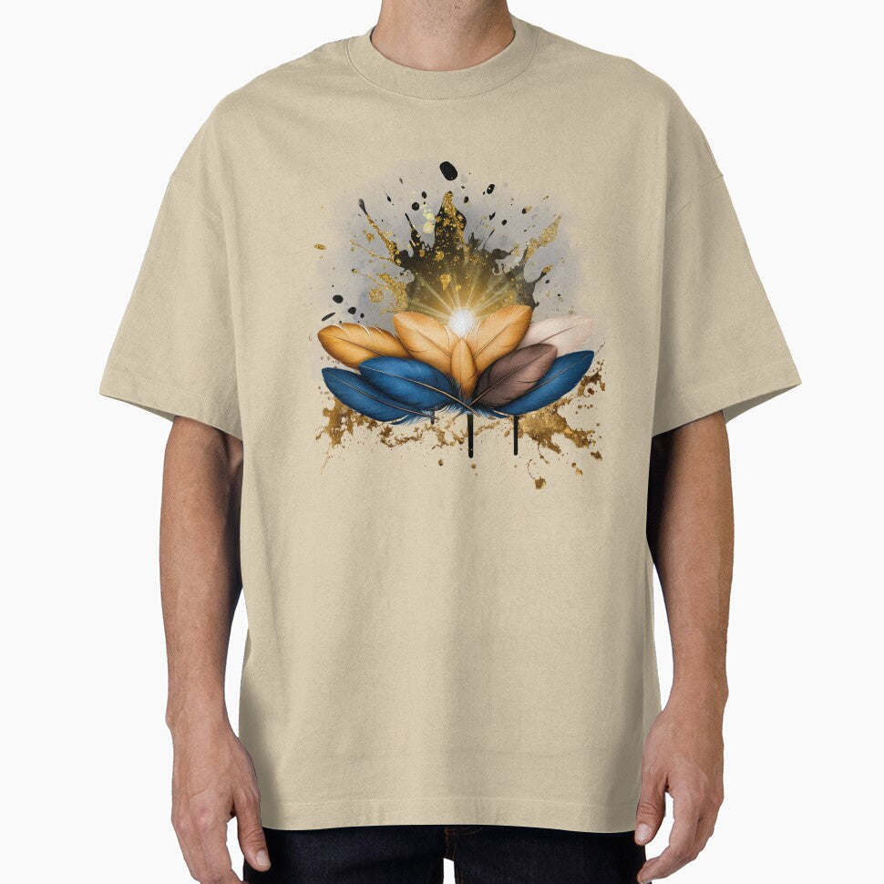 Golden Feather Boho Art Luxury Abstract Design by - Adult & Kids T-Shirts, Sweatshirts & Hoodies apparel design preview 1