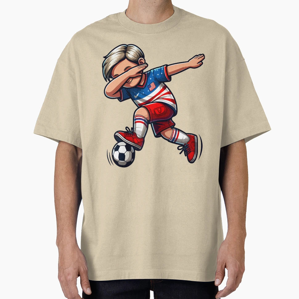 Dabbing Soccer Usa Flag Jersey T-Shirt - Trendy Graphic for Adults - T-Shirt, Sweatshirt, Hoodie