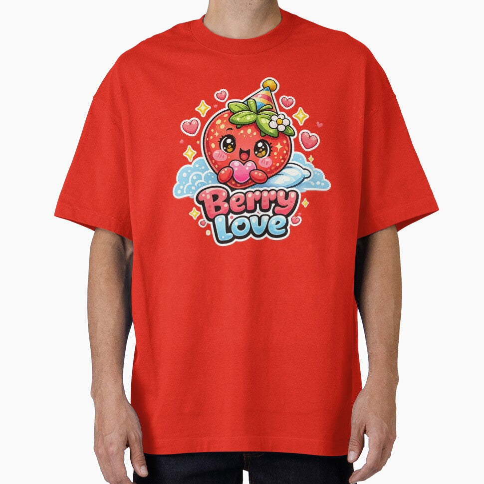 Berry Love Super Cute Kawaii Strawberry with Heart - Adult & Kids T-Shirts, Sweatshirts & Hoodies apparel design preview 1