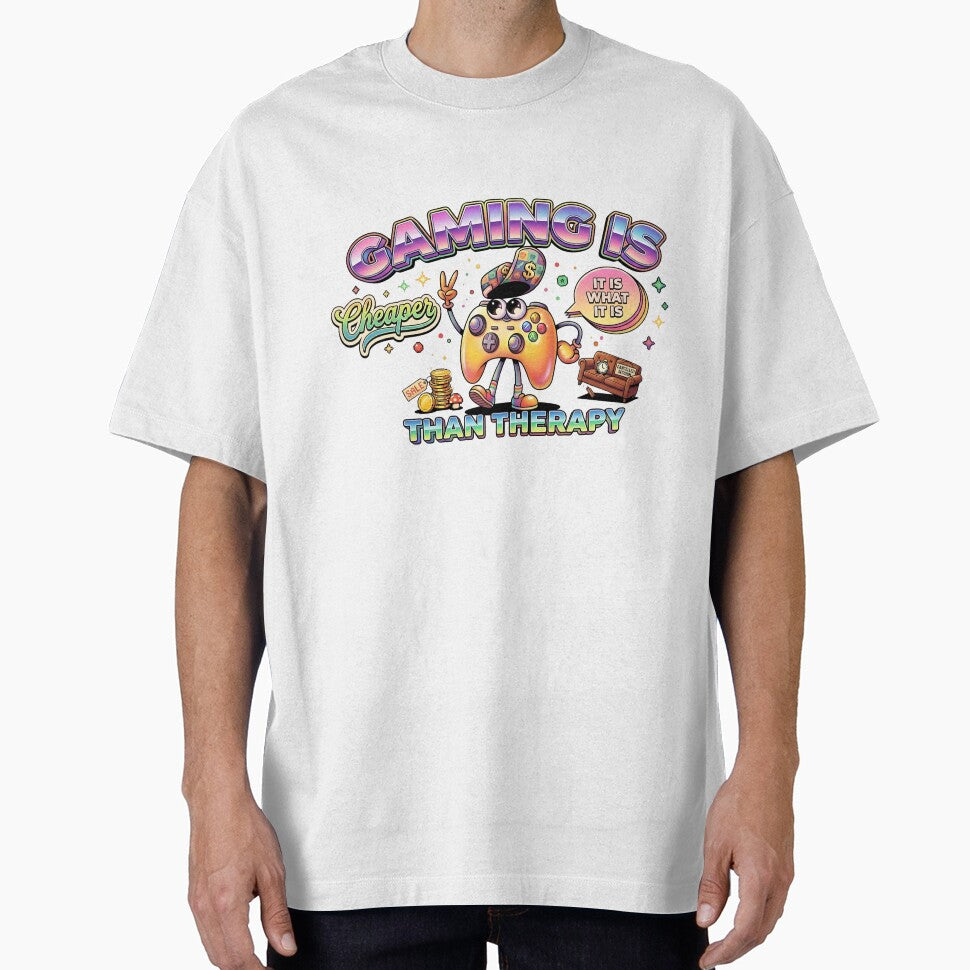 Gaming is Cheaper than Therapy Retro Controller by - Adult & Kids T-Shirts, Sweatshirts & Hoodies apparel design preview 1