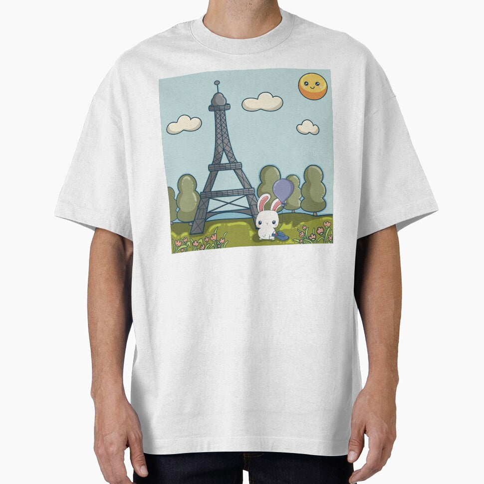 Kawaii Travel Bunny In Paris by LunaMarie80 - Adult & Kids T-Shirts, Sweatshirts & Hoodies apparel design preview 1