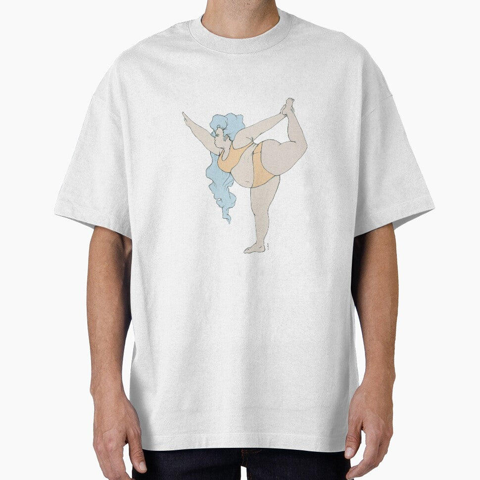 Curvy blue hair woman practice yoga asana dancer pose - Adult & Kids T-Shirts, Sweatshirts & Hoodies apparel design preview 1