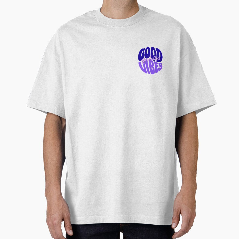 Retro Good Vibes Only Purple Aesthetic Typography Art - Adult & Kids T-Shirts, Sweatshirts & Hoodies apparel design preview 1