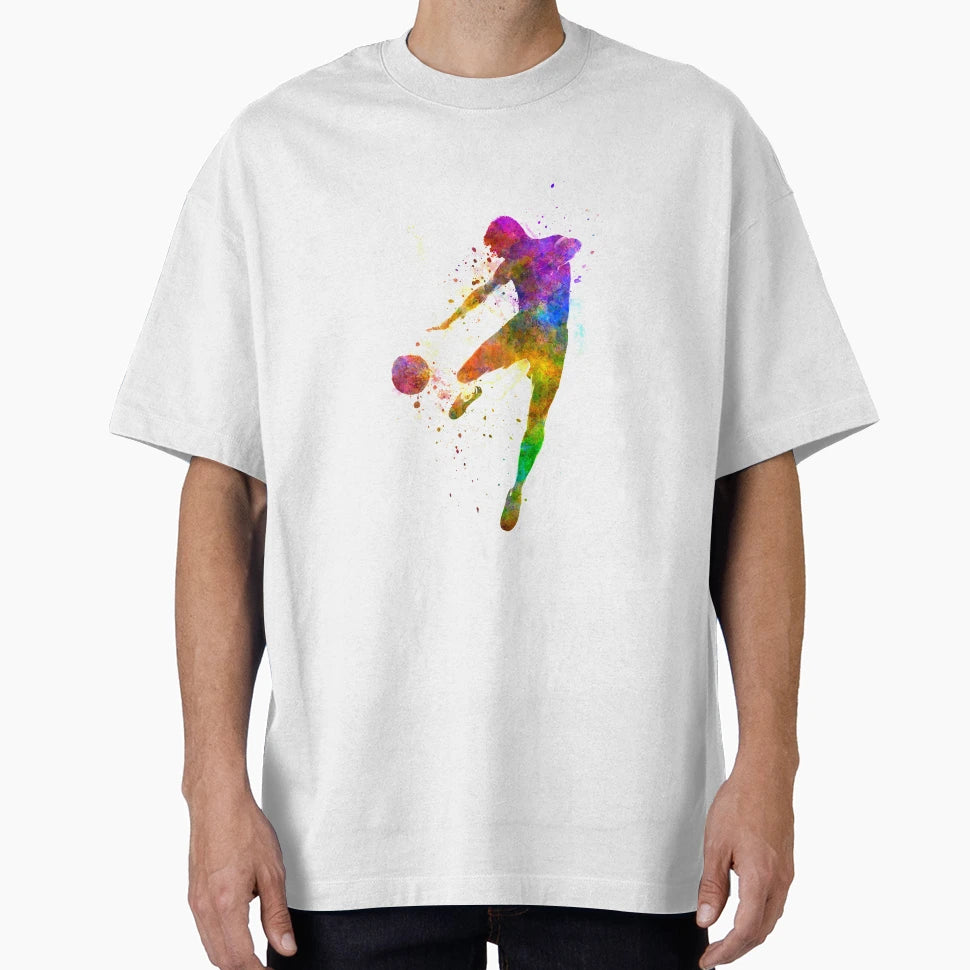Soccer Football Player Flying Kicking T-Shirt - Trendy Graphic Men Women - T-Shirt, Sweatshirt, Hoodie