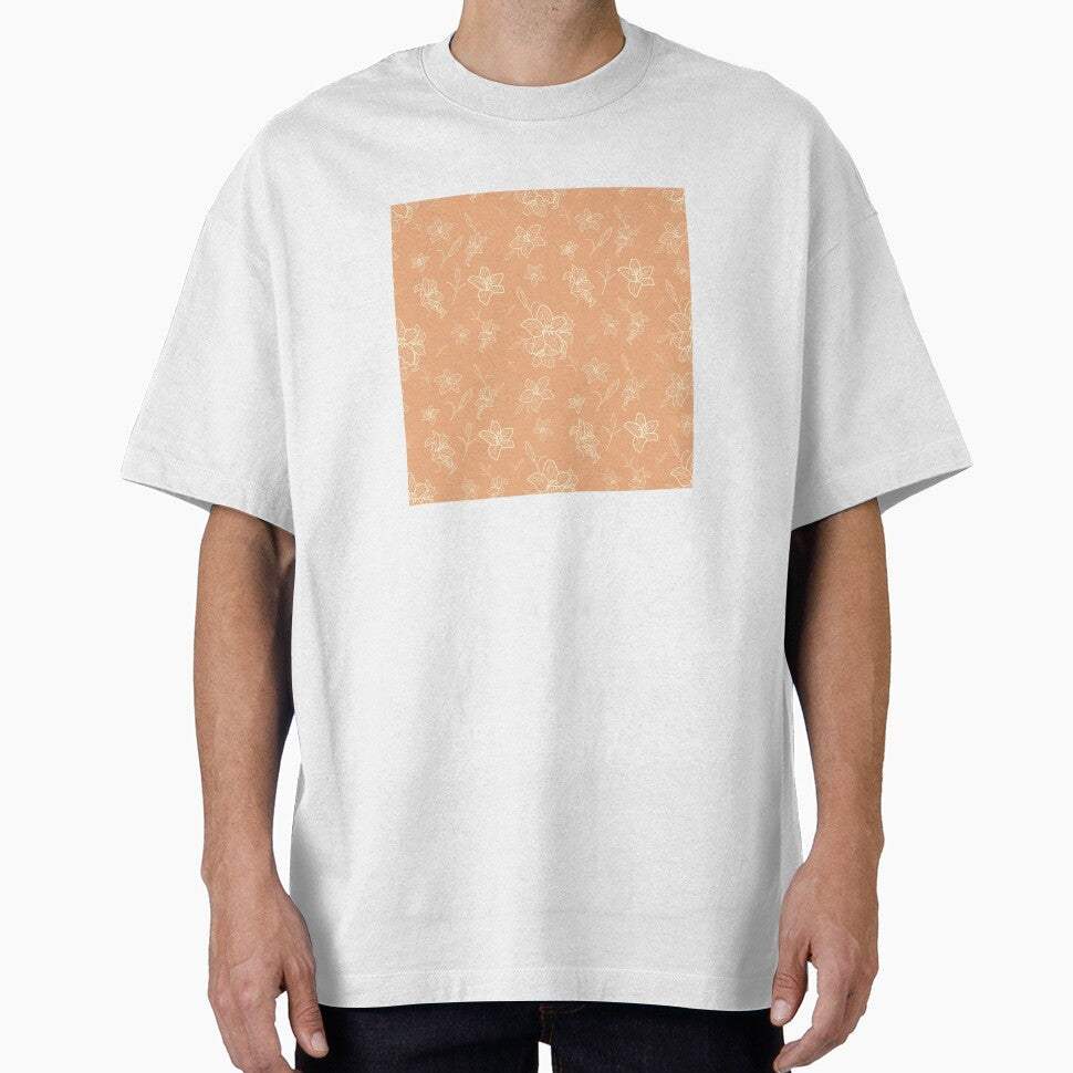 Boho peachy and creamy pastel Floral Line Pattern by - Adult & Kids T-Shirts, Sweatshirts & Hoodies apparel design preview 1