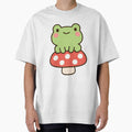 Cute Frog on a Mushroom Kawaii by stylishdzign - Adult & Kids T-Shirts, Sweatshirts & Hoodies apparel design preview 1