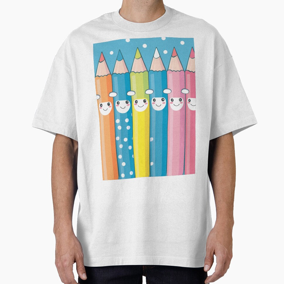 Kawaii Crew: Adorable Pencil Pals for School Art by - Adult & Kids T-Shirts, Sweatshirts & Hoodies apparel design preview 1