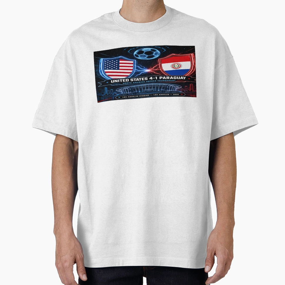Neon Flags Usa Paraguay Soccer Clash T-Shirt - Fun Novelty Design Unisex - T-Shirt, Sweatshirt, Hoodie