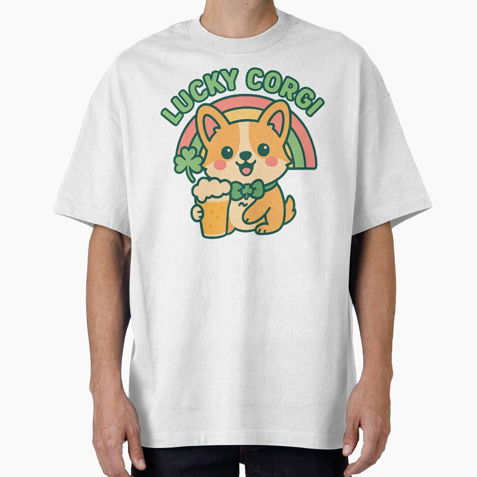 Cute Kawaii Corgi, St Patricks Day by graphic-genie - Adult & Kids T-Shirts, Sweatshirts & Hoodies apparel design preview 1