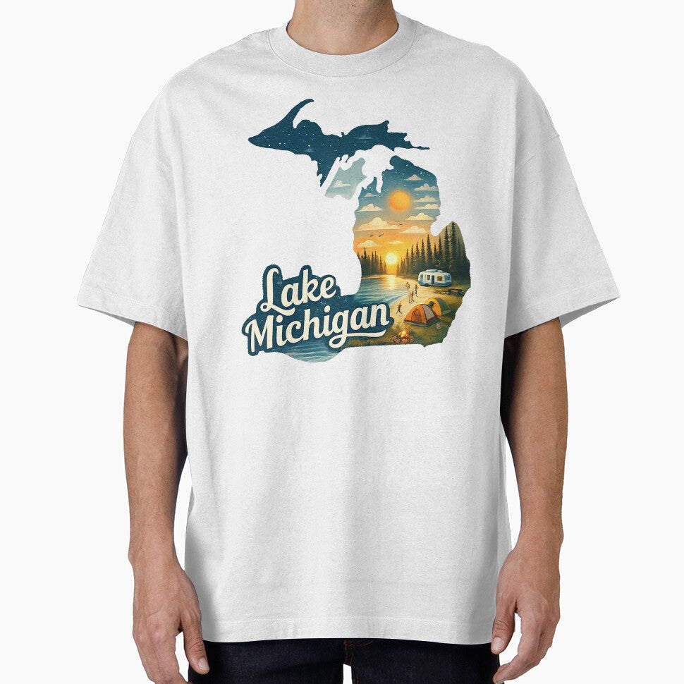 Lake Michigan Travel Art by maximinano100k - Adult & Kids T-Shirts, Sweatshirts & Hoodies apparel design preview 1