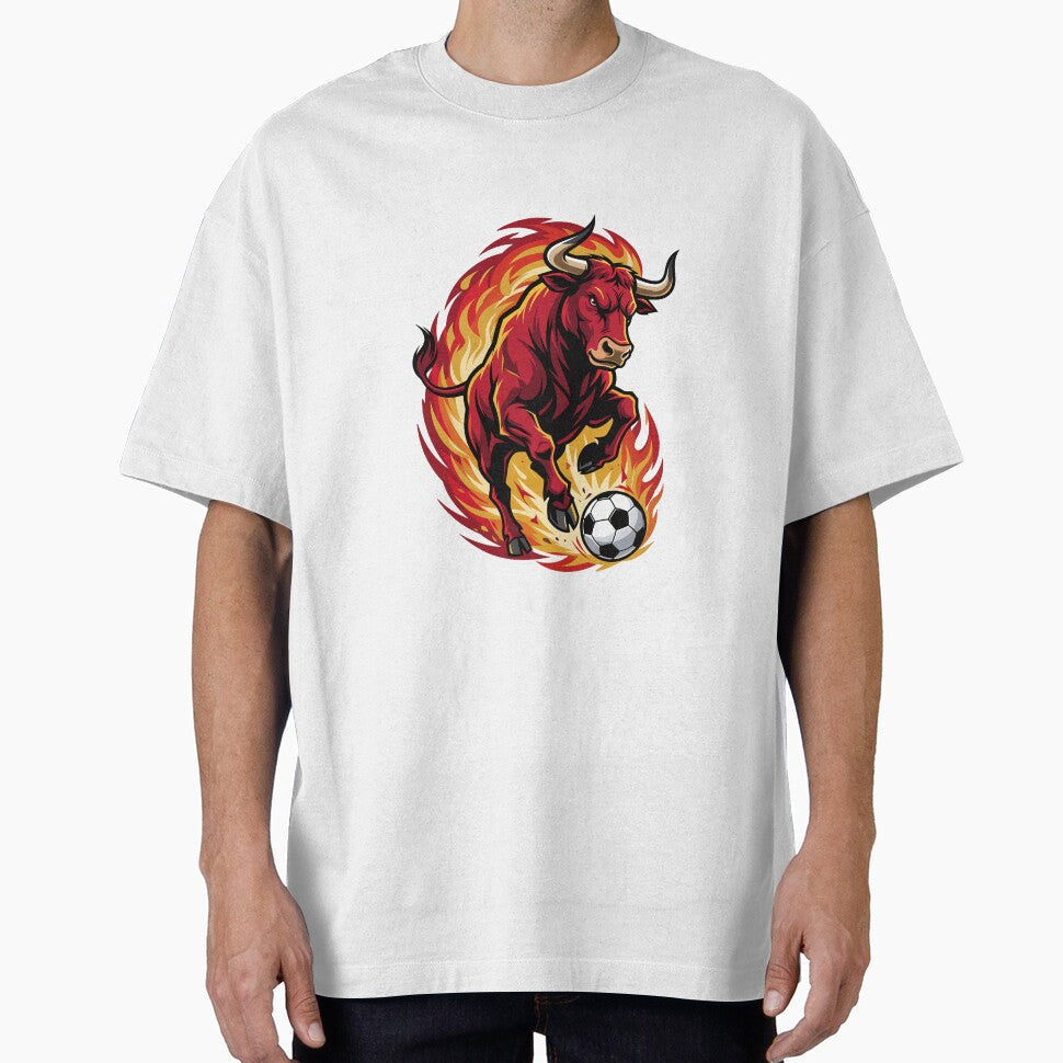 Fiery Spanish Bull Soccer Spirit by JaaGo PopLab - Adult & Kids T-Shirts, Sweatshirts & Hoodies apparel design preview 1