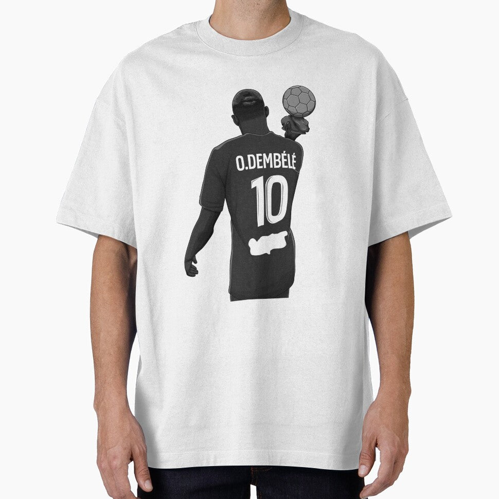 Ousmane Dembélé Black and White Version by Aldduardo - Adult & Kids T-Shirts, Sweatshirts & Hoodies apparel design preview 1