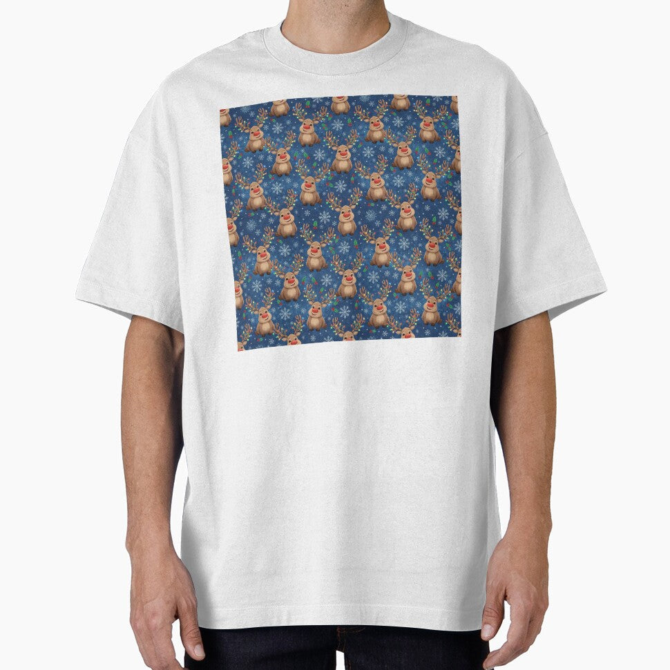 Festive Reindeer with Lights Christmas Pattern by - Adult & Kids T-Shirts, Sweatshirts & Hoodies apparel design preview 1