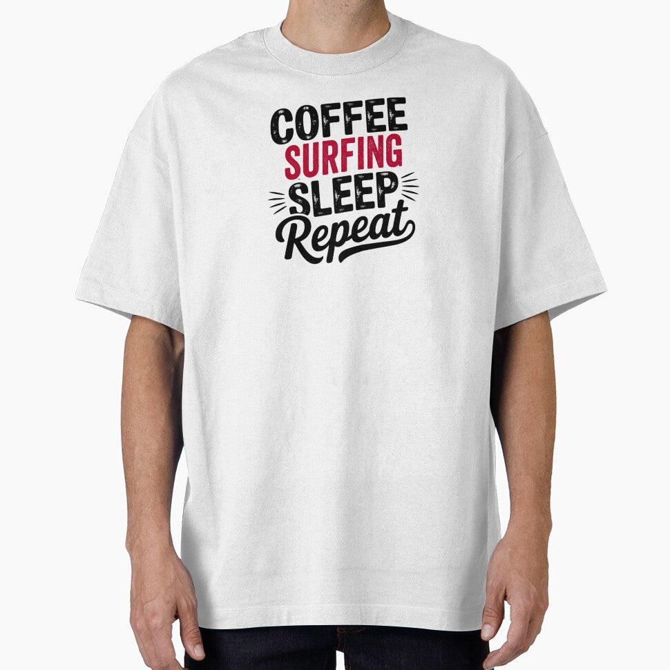 Coffee Surfing Sleep Repeat Funny Lover by Watsonarts - Adult & Kids T-Shirts, Sweatshirts & Hoodies apparel design preview 1