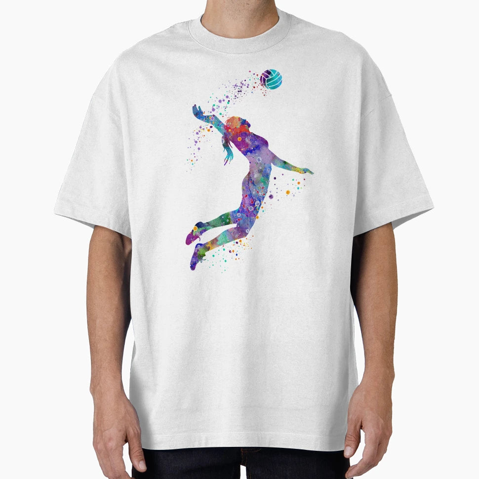 Volleyball Watercolor Painting Art T-Shirt - Streetwear Style Unisex - T-Shirt, Sweatshirt, Hoodie