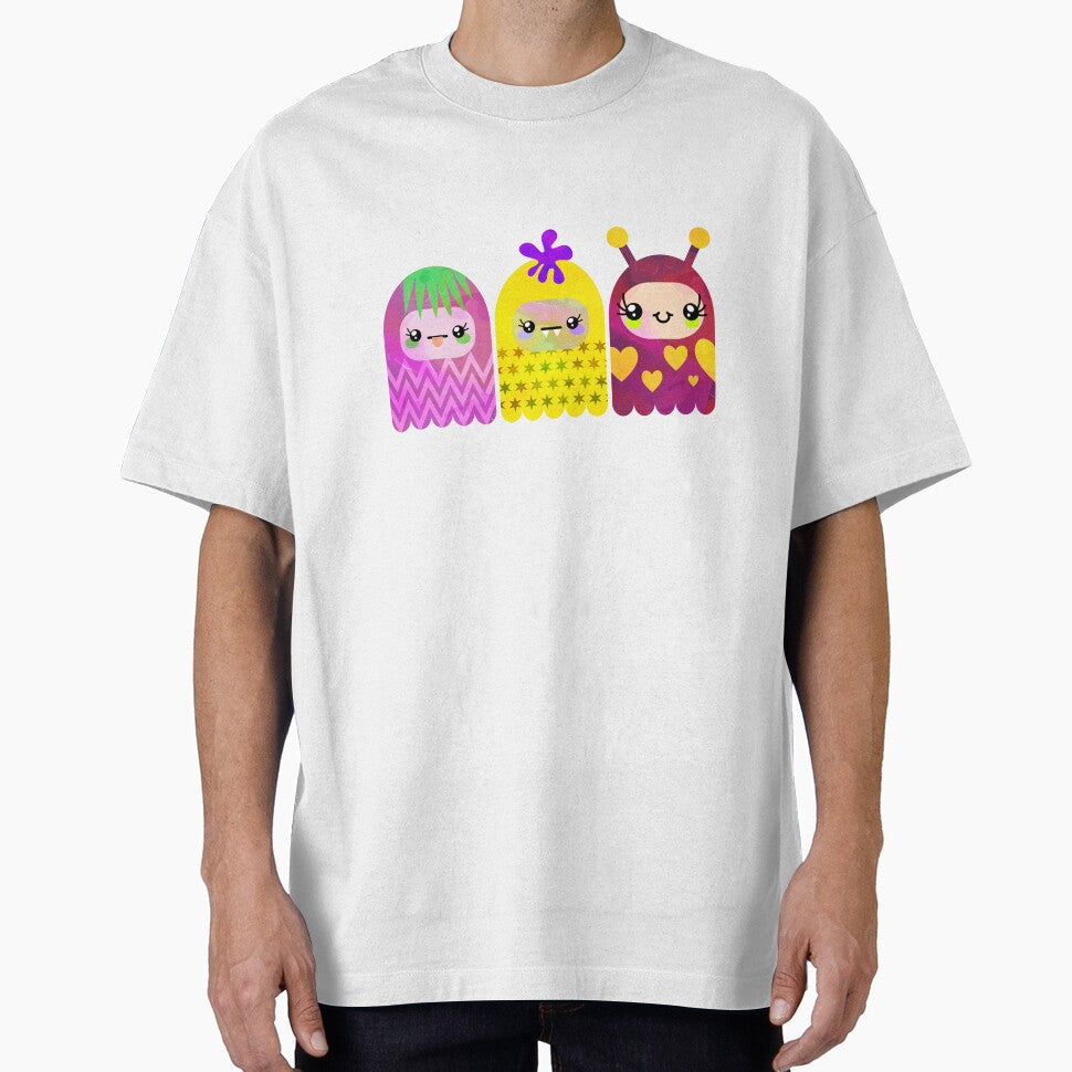 Cute Multicolor Kawaii Alien Dolls by CreativeCranium - Adult & Kids T-Shirts, Sweatshirts & Hoodies apparel design preview 1