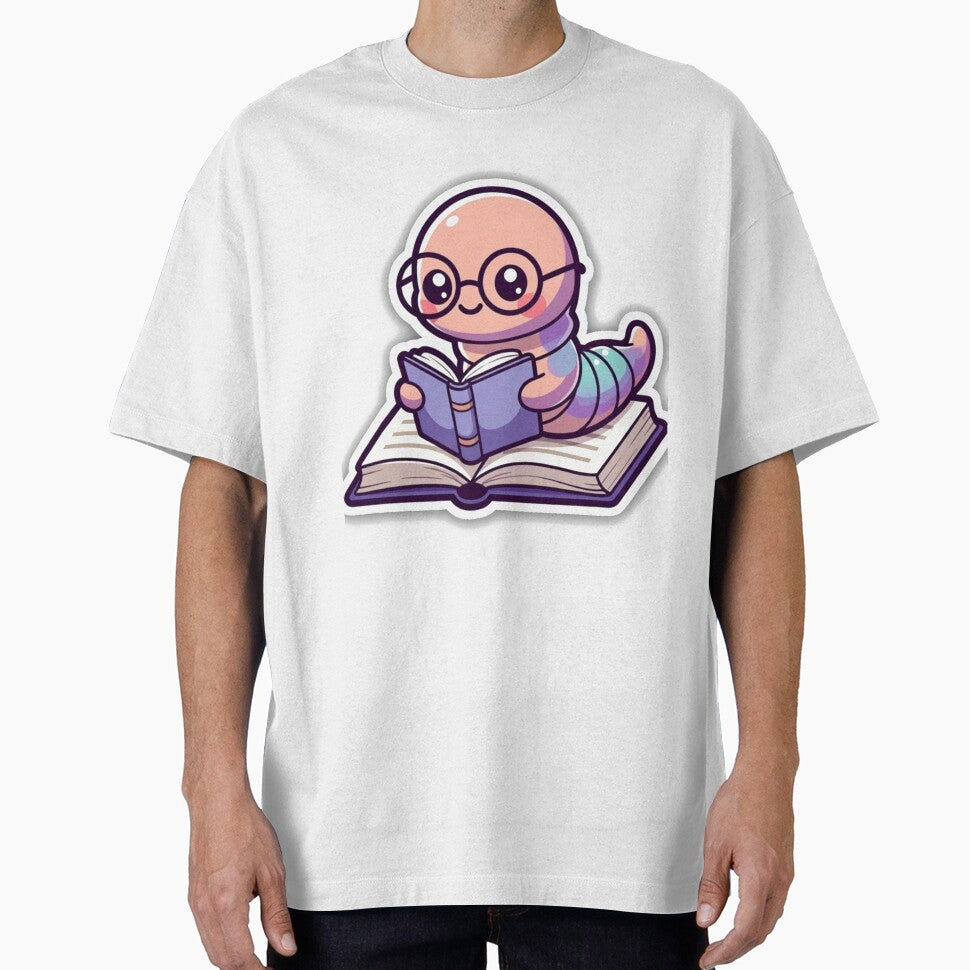 Cute Bookworm Reading Book Funny Nerd Reader Sticker - Adult & Kids T-Shirts, Sweatshirts & Hoodies apparel design preview 1