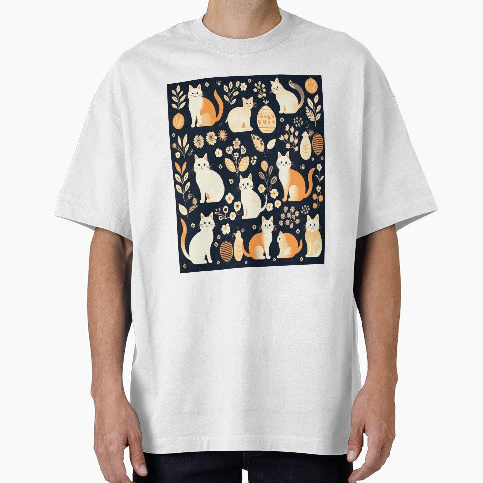 Boho Abstract Blue Cat Pattern by PatternInArt - Adult & Kids T-Shirts, Sweatshirts & Hoodies apparel design preview 1
