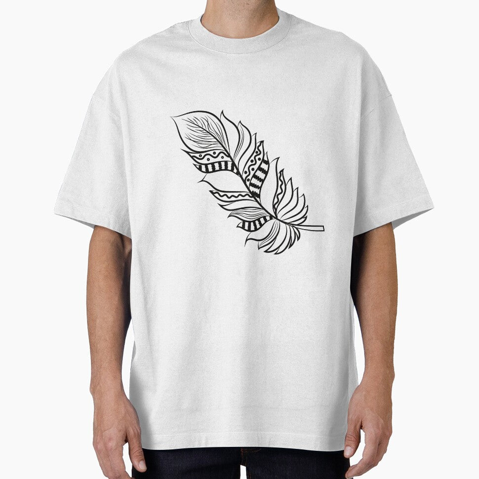 Bohemian Feather Design Black White by Immadman - Adult & Kids T-Shirts, Sweatshirts & Hoodies apparel design preview 1