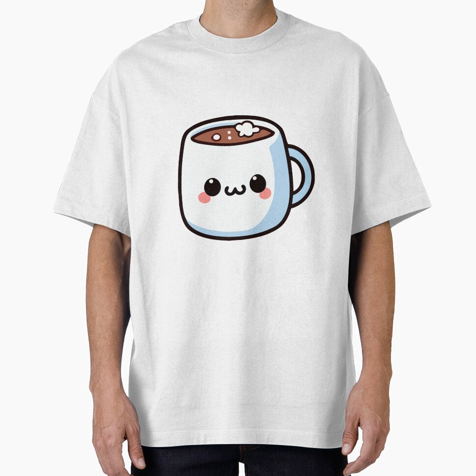 Cute Kawaii Hot Chocolate Mug Adorable Winter Drink - Adult & Kids T-Shirts, Sweatshirts & Hoodies apparel design preview 1