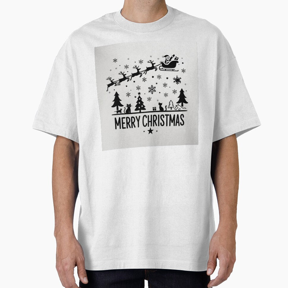 002 Merry Christmas in Black And White by Alexis Art - Adult & Kids T-Shirts, Sweatshirts & Hoodies apparel design preview 1