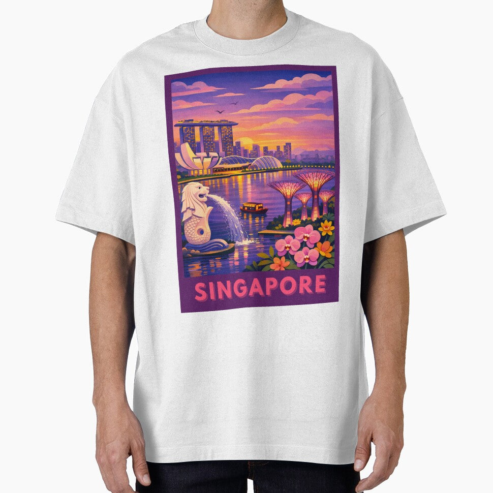 Singapore Travel Poster by MatthewHeights - Adult & Kids T-Shirts, Sweatshirts & Hoodies apparel design preview 1