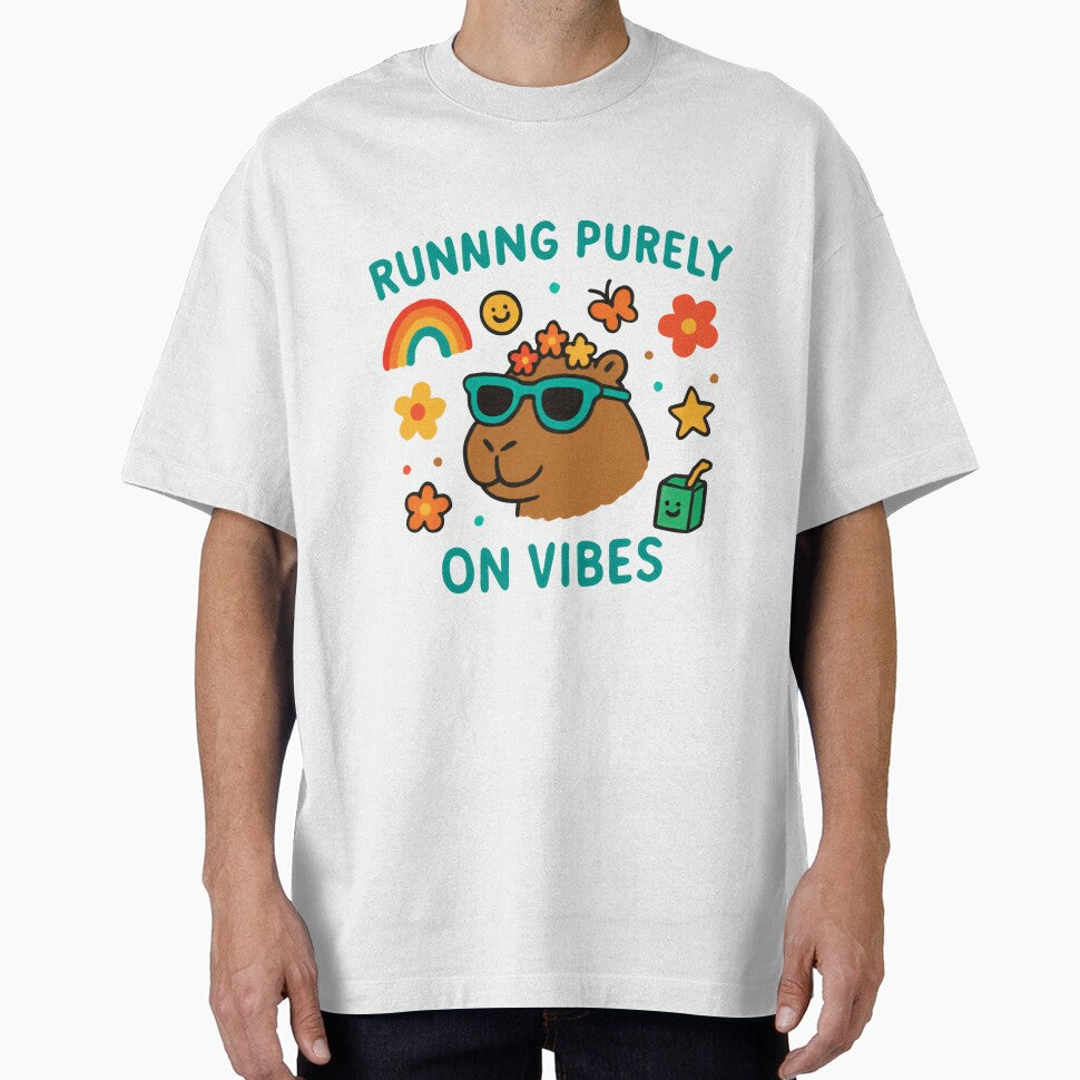 Runnng Purely On Vibes Capybara Animal Lover Good by - Adult & Kids T-Shirts, Sweatshirts & Hoodies apparel design preview 1