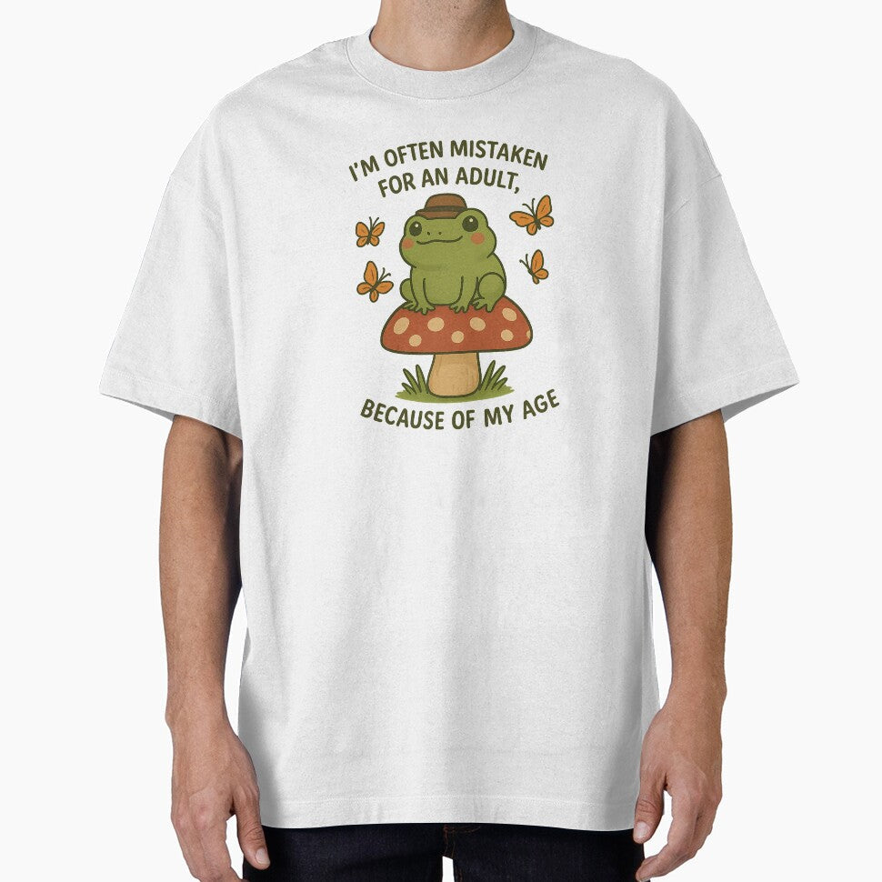Cute Frog on Mushroom Funny Adulting Quote Retro - Adult & Kids T-Shirts, Sweatshirts & Hoodies apparel design preview 1