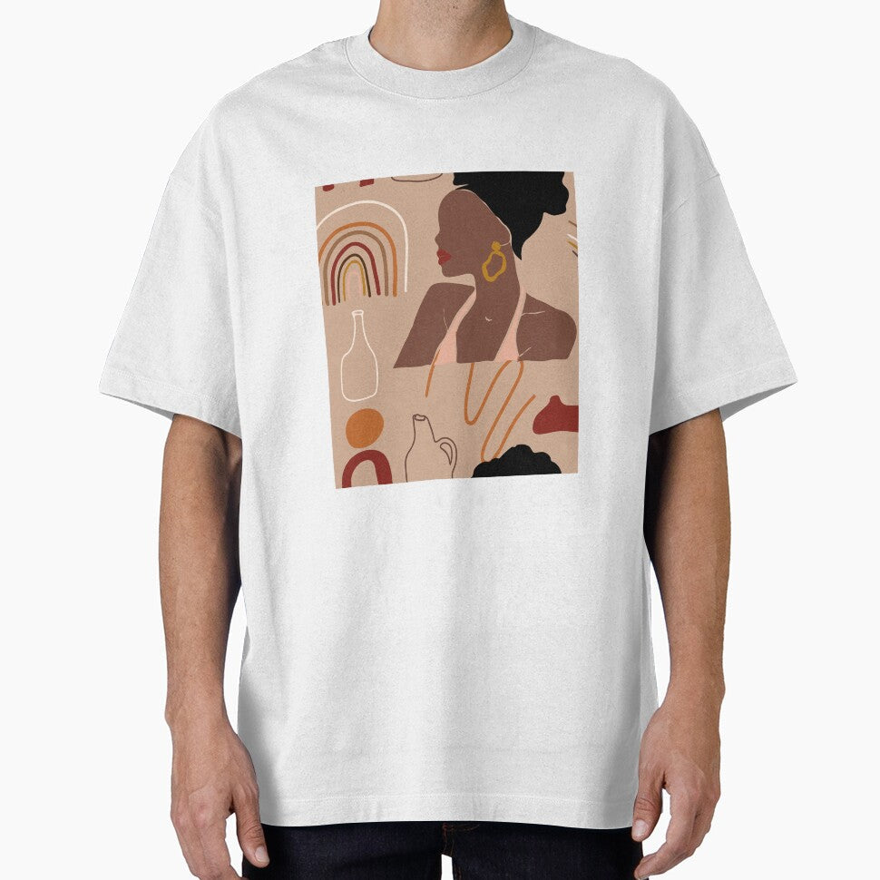 Boho Style Woman With Rainbow and Abstract Lines by - Adult & Kids T-Shirts, Sweatshirts & Hoodies apparel design preview 1