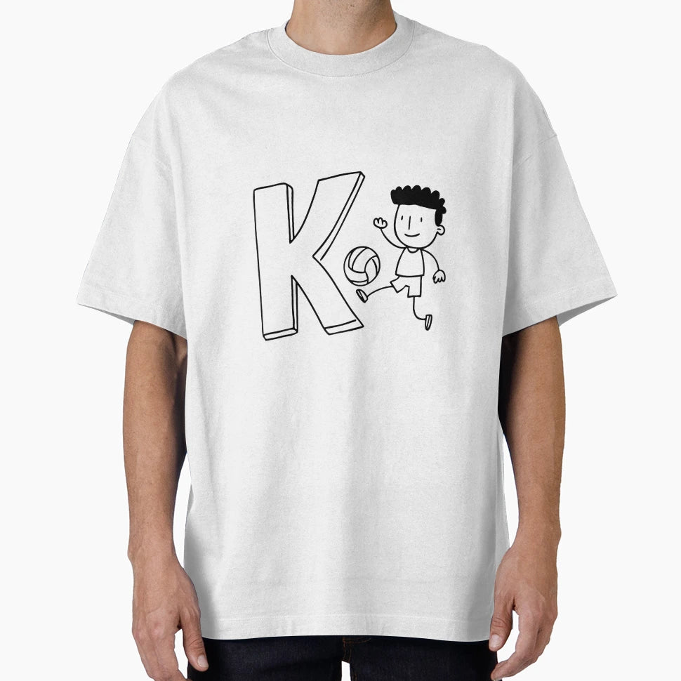 Illustration Kick Beside Letter K T-Shirt - Graphic Print Men Women - T-Shirt, Sweatshirt, Hoodie