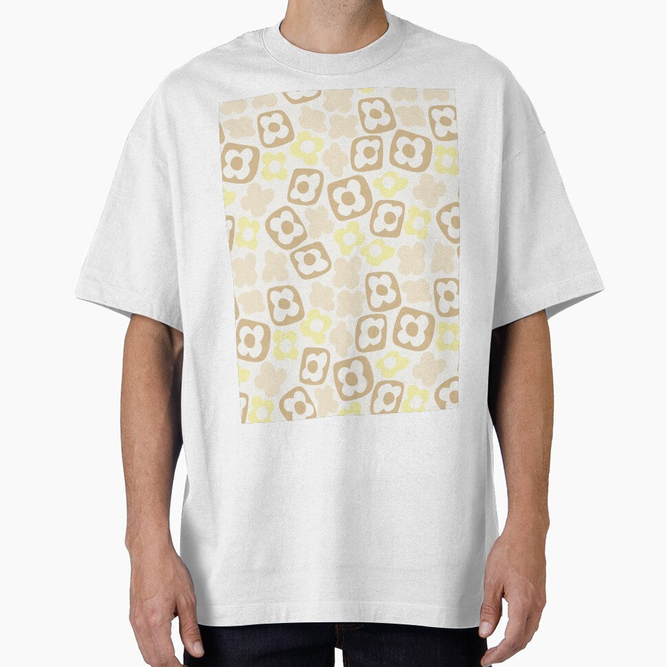 BOHO BOXY MODERN FLOWER PATTERN PASTEL YELLOW BEIGE - Adult & Kids T-Shirts, Sweatshirts & Hoodies apparel design preview 1
