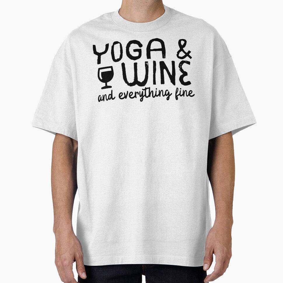 Yoga And Wine Everything Fine by m95sim - Adult & Kids T-Shirts, Sweatshirts & Hoodies apparel design preview 1